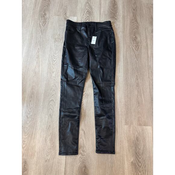 NWT Express High-Waisted Faux Leather Skinny Pants – Size 2R | Pitch Black | Y2K - Picture 2 of 7